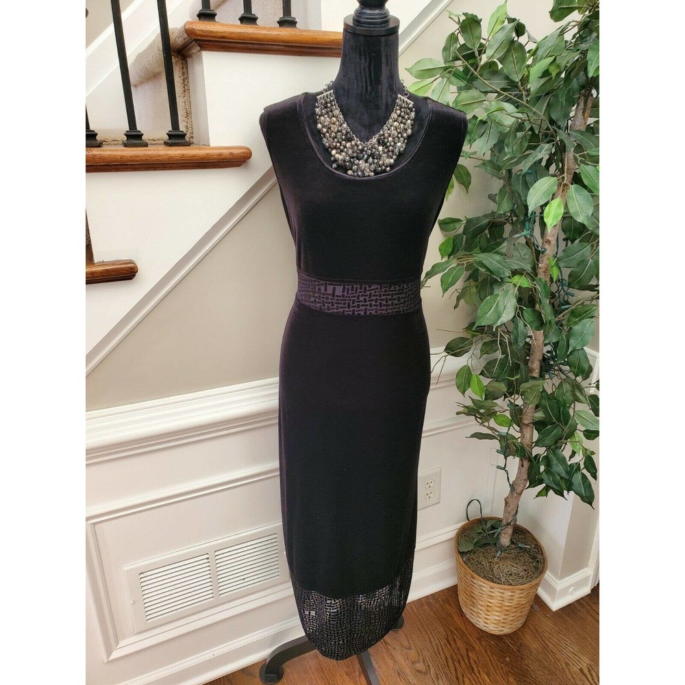Dressing Clio Women's Black Lycra Round Neck Sleeveless Casual Long Maxi Dress M